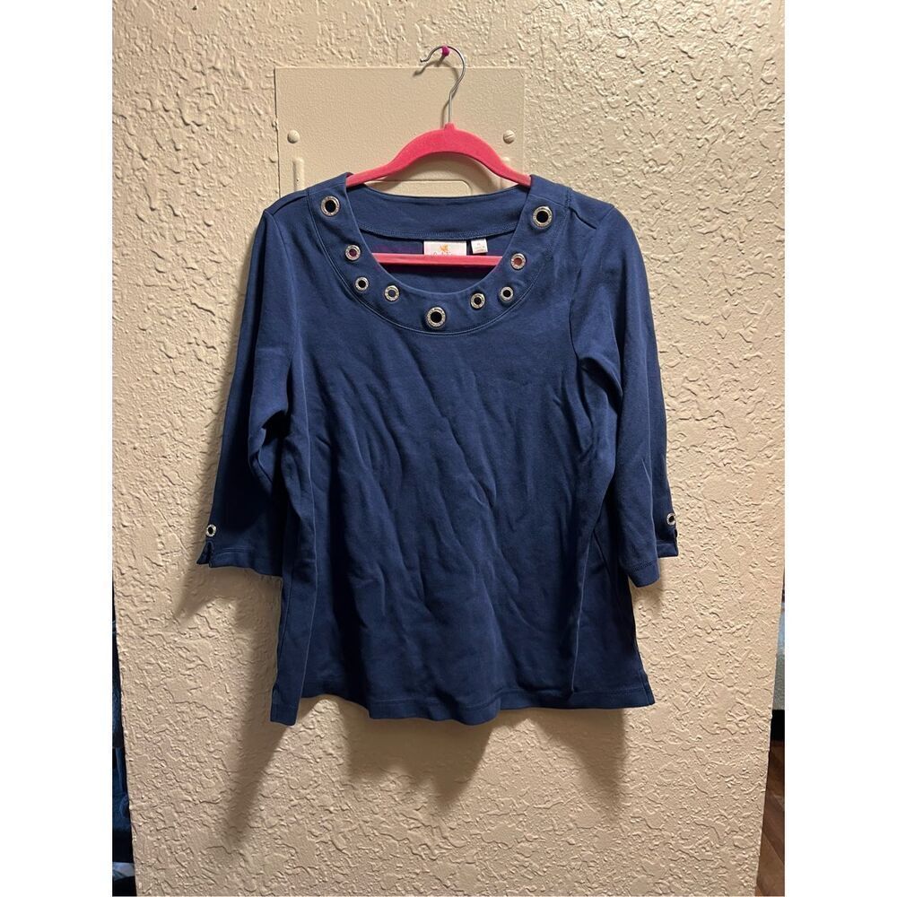 Quacker Factory Blue Woman’s Top Size XL